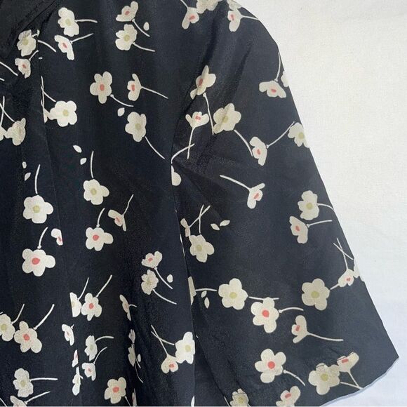 Women's BCBGeneration Black Floral Collared Short Sleeve Dress - Picture 6 of 9